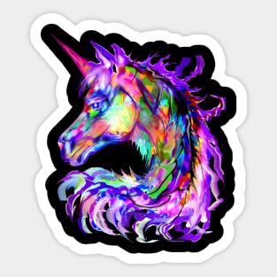 Colorful rainbow psychedelic Beautiful Cute Unicorn Head Magical Fantasy Art Sticker